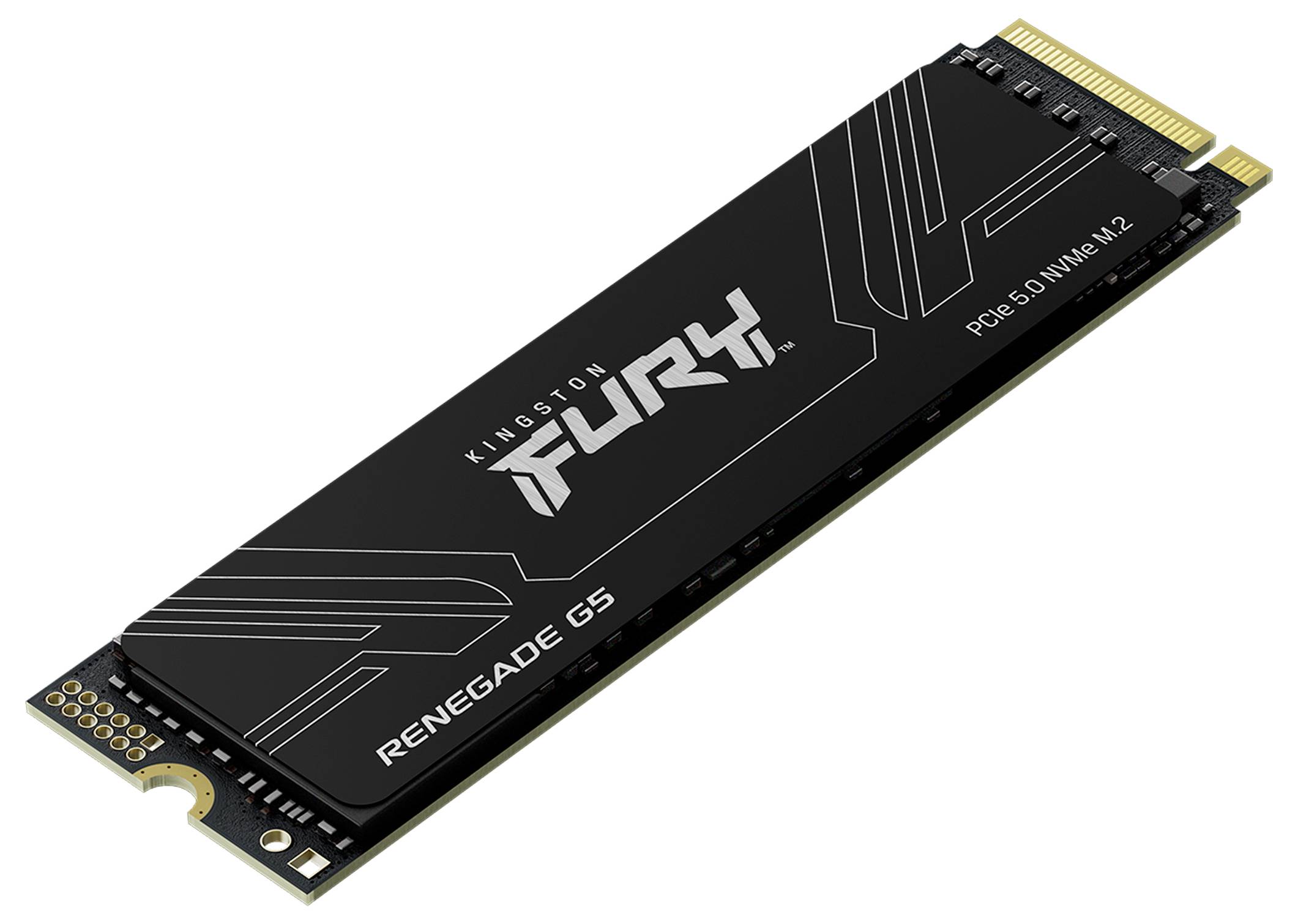 Solid-state-enhet märkt 'Kingston FURY Renegade G5', med en snygg design för datalagring med hög hastighet.