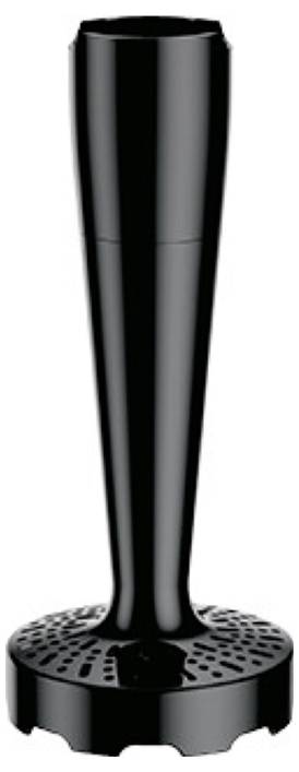 Ett elegant svart cylinderformat mugträd med perforerad bas, avsett för organisering eller torkning av muggar i ett köksutrymme.