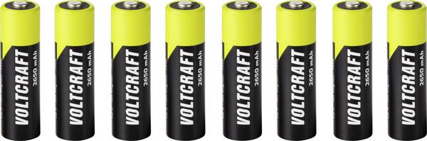 <br>  VOLTCRAFT<br>  <br>  Laddbart batteri AA (R6)<br>  NiMH<br>  2650 mAh<br>  1.2 V<br>  Klar att användas<br>  8 st<br>