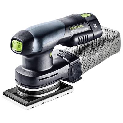 Sladdlös Festool RTS 400 slipmaskin med ergonomisk design, utrustad med en dammuppsamlingspåse, lämplig för små till medelstora träbearbetningsuppgifter.