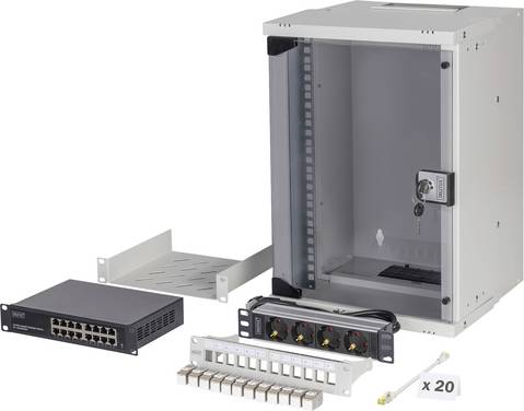 Digitus DN-49102-SET 10" Nätverksrack (B x H x D) 315 x 460 x 300 mm 9 U Grå