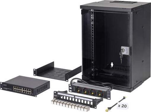 Digitus DN-49103-SET 10" Nätverksrack (B x H x D) 315 x 460 x 300 mm 9 U Svart