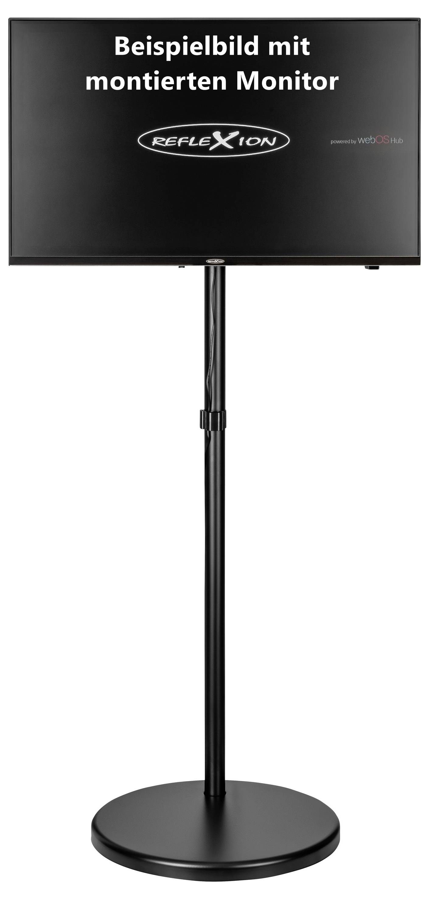 'Exempelbild med monterad skärm' visad på en skärmställning, med 'Reflexion' logotyp i centrum.