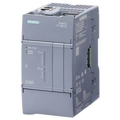 Siemens SIMATIC S7-1200 G2 CPU 1212C industriell automationsmodul, utrustad med portar för anslutning och LED-indikatorer för driftstatus.
