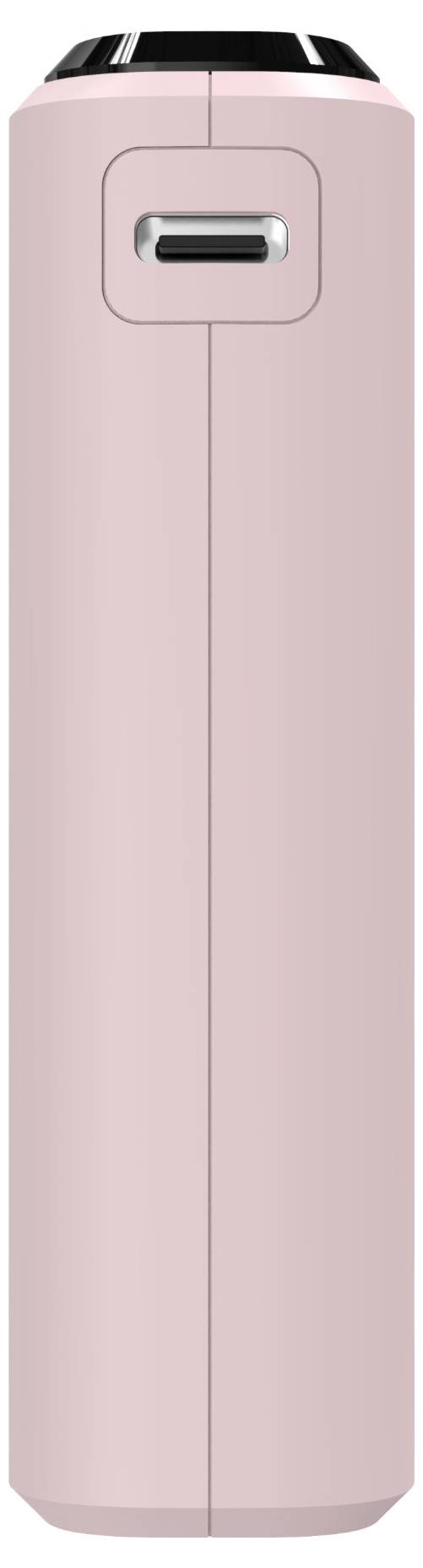 En rosa, rektangulär elektronisk enhet med en USB-C-port centrerad på ena änden, möjligen en powerbank eller bärbar laddare.