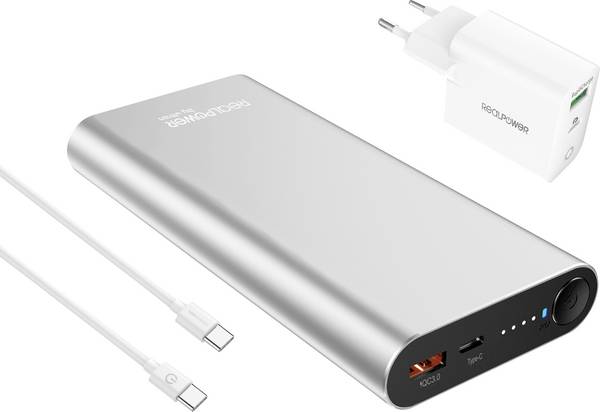 RealPower REALPOWER PB-20000 PD Pro Powerbank 20000 mAh Power Delivery Silver Statusindikering