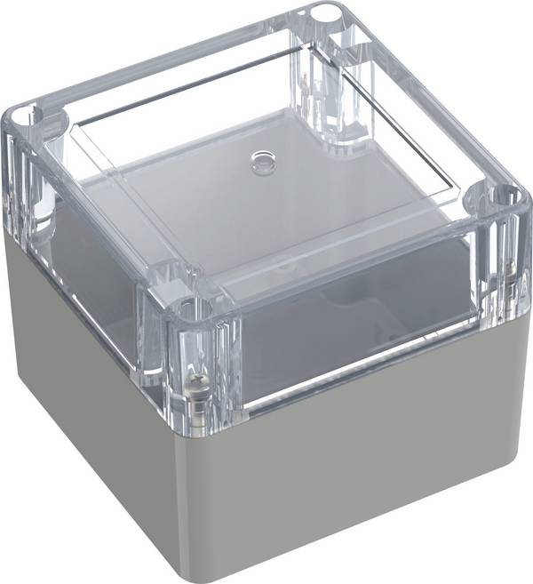 TRU COMPONENTS 6U07090908437 TC-13865084 Industrihölje 90 x 90 x 75 ABS, Polykarbonat Ljusgrå, Transparent 1 st