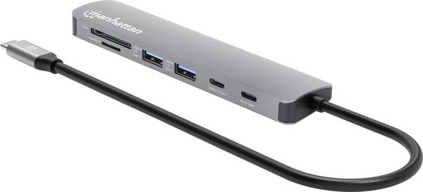 Manhattan Notebook-dockningsstation  190442   Integrerad kartläsare, USB-C® Power Delivery