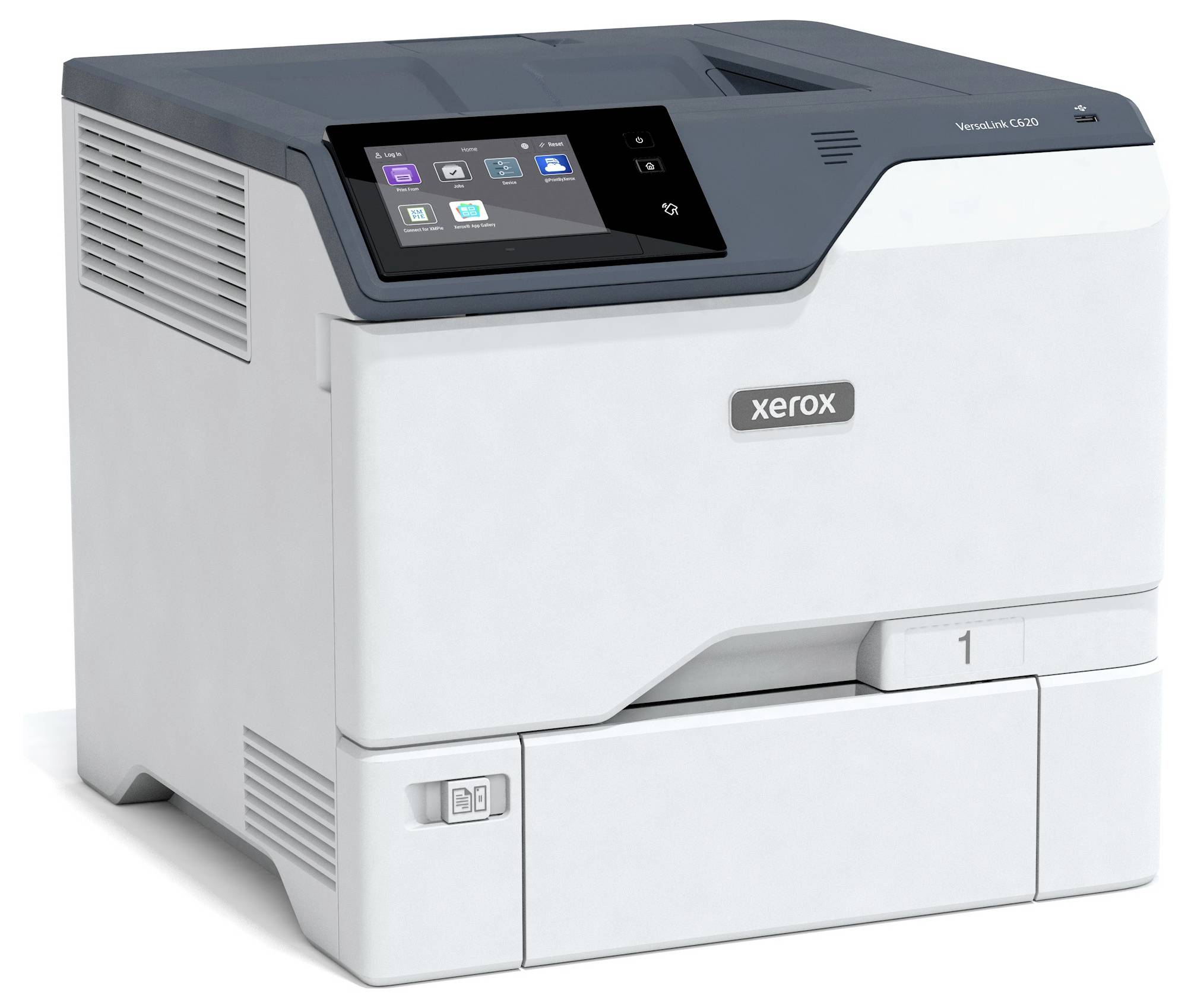 En Xerox VersaLink C400-skrivare med ett pekskärmsgränssnitt.