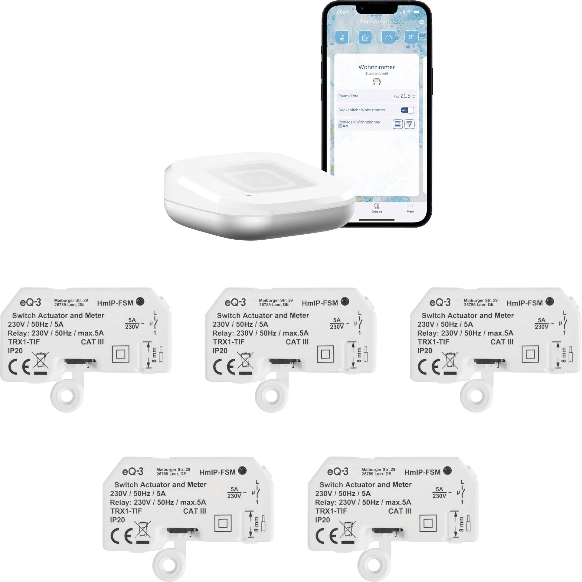 Homematic IP HmIP-HAP2+5xHmIP-FSM Access Point, Strömbrytare Trådlös med mätfunktion
