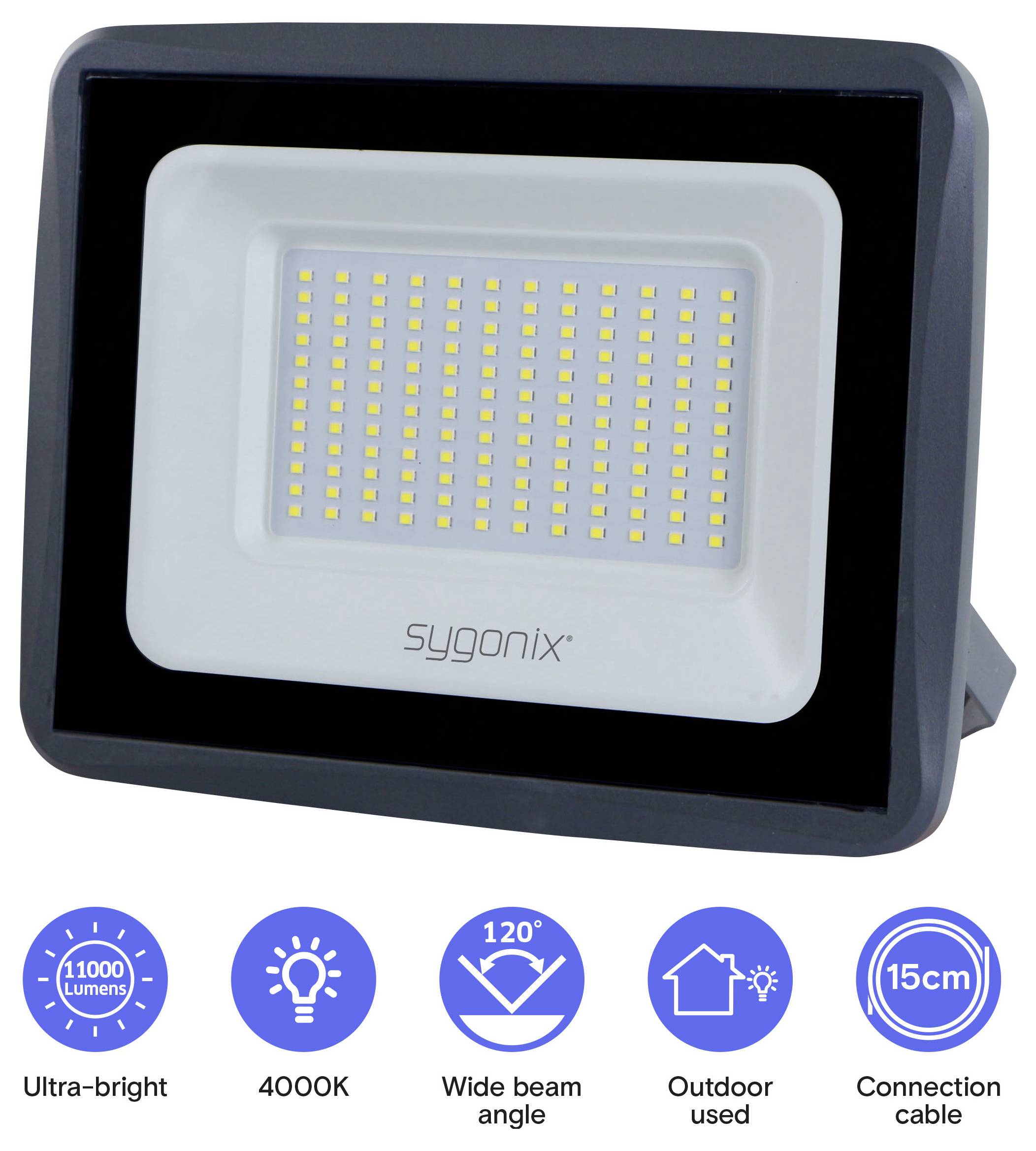 Sygonix SY-7047558 LED-utomhusspotlight EEK: E (A - G) 100 W Ljusfärg: Neutralvit-5