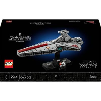 LEGO Star Wars Venator-klassens attackkryssare set för åldern 18+, 643 delar. Bilden visar kryssarmodellen på ett displayställ.