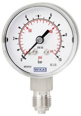 WIKA Rörfjädermanometer 8560064 131.11 Anslutning (Manometer): Baksida 0 till 4 bar  1 st