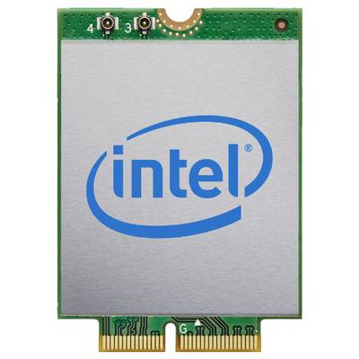 Intel Wi-Fi 6 AX200-adapter för förbättrad trådlös anslutning, utrustad med ett PCIe-gränssnitt med antennkontakter överst.