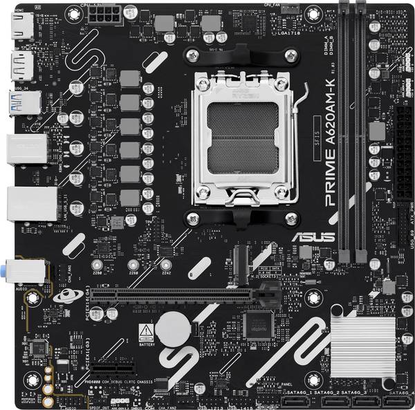 Asus Prime A620AM-K Moderkort Sockel #####AMD AM5 Formfaktor Micro-ATX Moderkort-chipset AMD® A620A