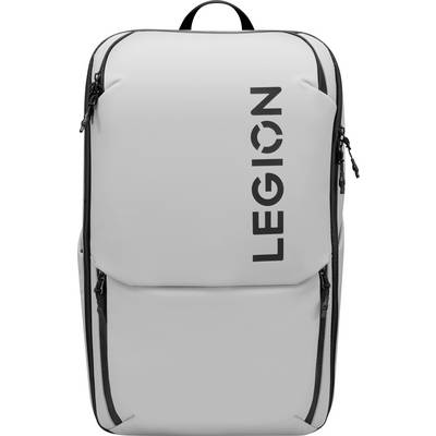 En grå ryggsäck med en strömlinjeformad design med ordet 'LEGION' i fet svart text på framsidan.