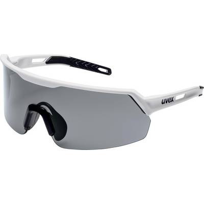Eleganta sportssolglasögon med vit ram och reflekterande linser, designade för utomhusaktiviteter.