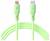 Grön USB-C till Lightning-kabel med blå blixtSymbol på varje kontakt.