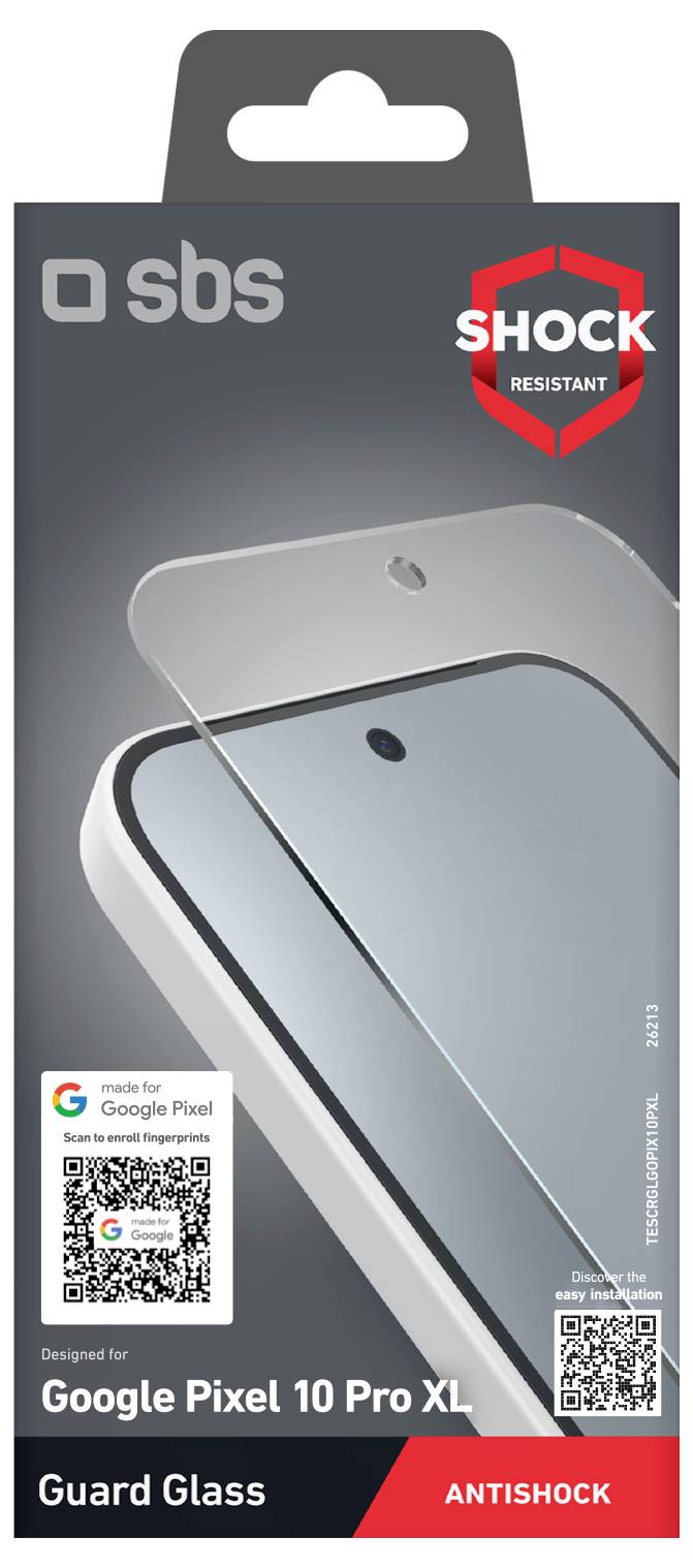 'Guard Glass' skärmskydd för 'Google Pixel 10 Pro XL' i förpackning, vilket framhäver funktionerna 'Antistöt' och 'Stötbeständig'.