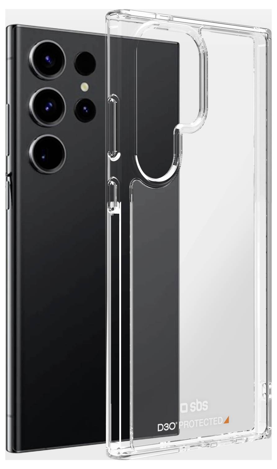 Blått smartphonecase med trippel kameraöppning, med en realistisk vit fjäderdesign på insidan som symboliserar lätthet.