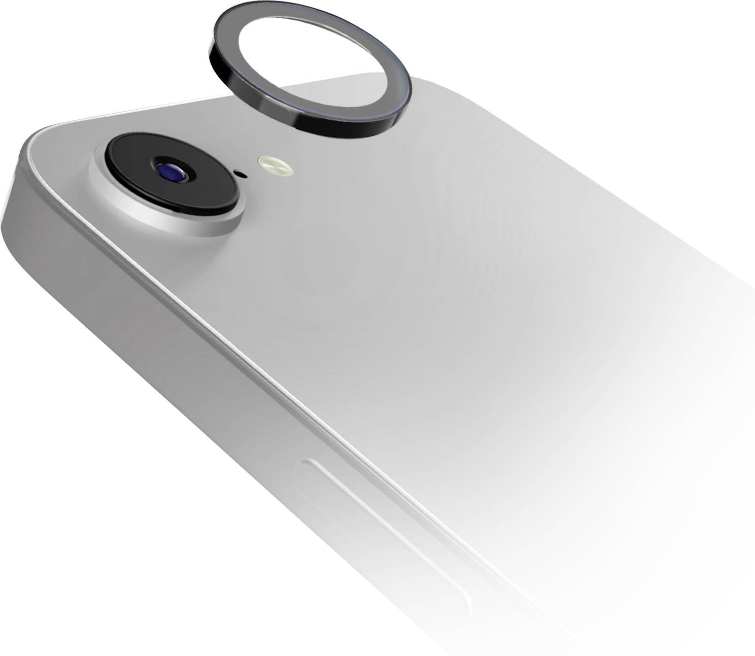 En smartphone med ett svart klappfodral, delvis öppet, visar hemskärmen med flera appikoner som Meddelanden, Telefon och App Store.