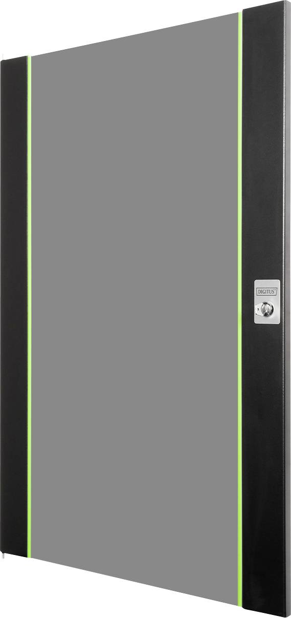 En svart och grå panel med gröna vertikala linjer och en kontrollknapp på höger sida, möjligen en modern elektronisk enhet eller ett gränssnitt.