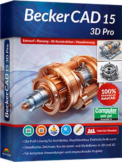 Markt & Technik 81495 BeckerCAD 15 -3D PRO Årslicens, 3 licenser Windows CAD-programvara-0