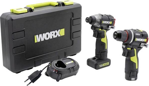 Worx Professional  WU927 Slagskruvdragare batteri, Borrskruvdragare batteri  12 V 2 Ah, 4 Ah Li-Ion inkl. 2x batterier, inkl. laddare, Inkl. förvaringslåda