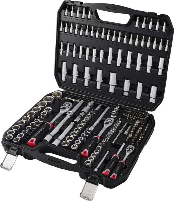 TOOLCRAFT TO-10674597 Bits- och borrset 1/2", 1/4", 3/8" 196-delars