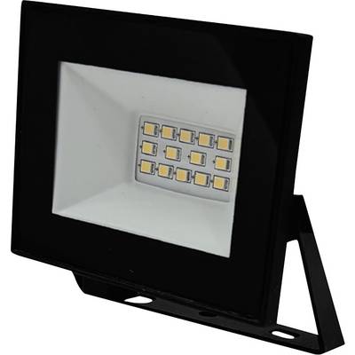 LED-strålkastare i ett svart hölje, utrustad med ett vitt reflekterande invändigt utrymme som rymmer flera LED-enheter för bred belysning.