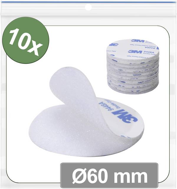 Quadrios 25CA681 Kardborreband-punkter för fastlimning Statisk del och fleecedel (Ø) 60 mm Vit 10 st