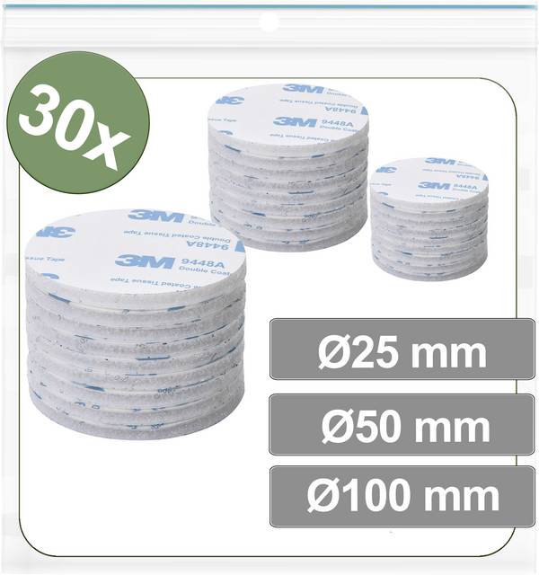 Quadrios 25CA687 Kardborreband-punkter för fastlimning Statisk del och fleecedel (Ø) 100 mm Vit 30 st