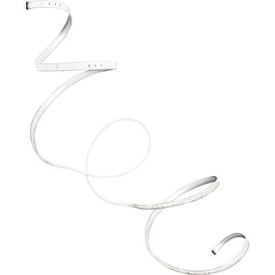 En spiralformad LED-ljusslinga, löst lindad, med små lampenheter utplacerade längs dess längd. Remsan är vit och inte tänd.