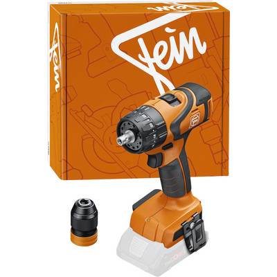 Fein trådlös borr set i orange färg med utbytbar chuck.