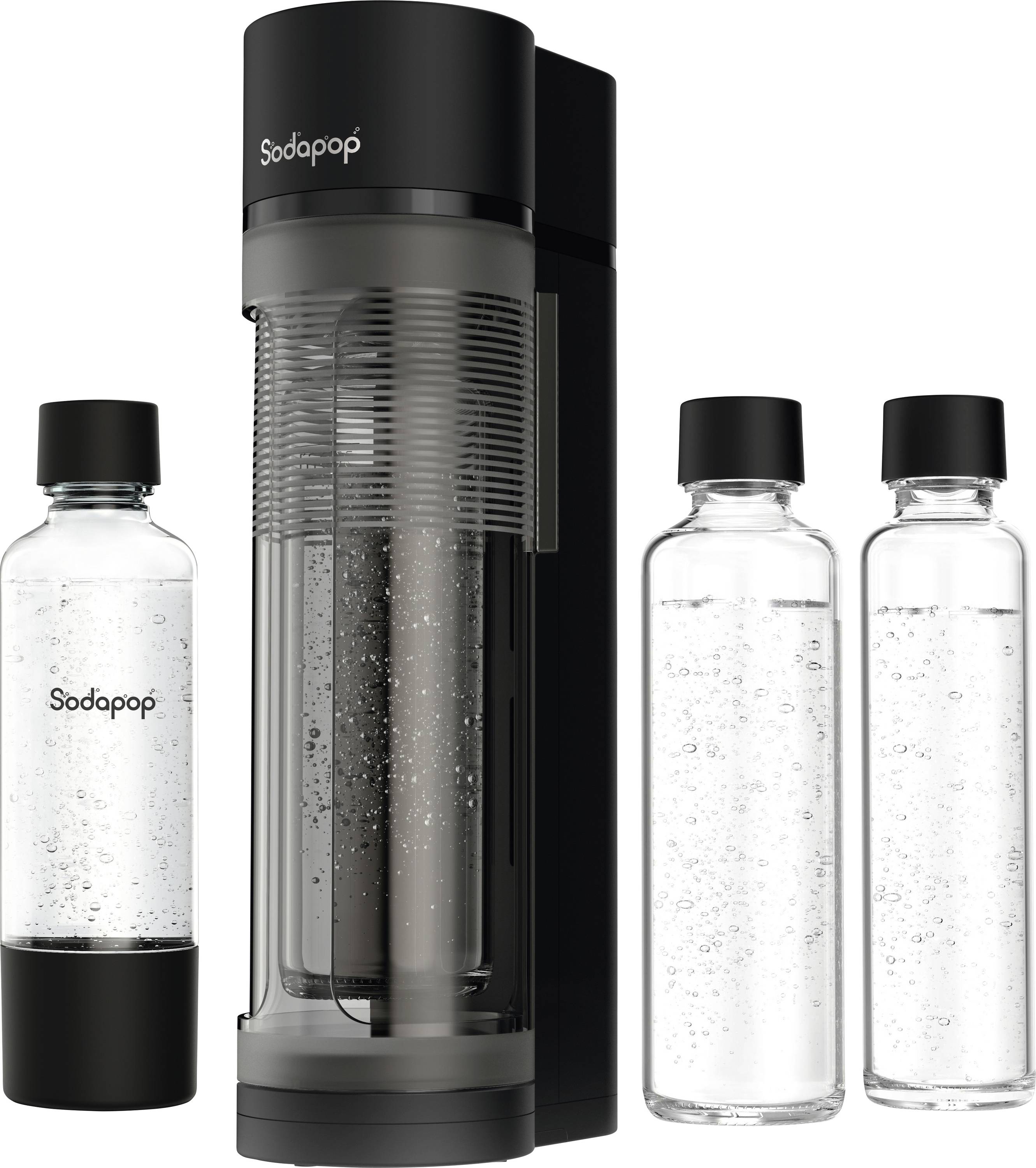 Sodapop Kolsyremaskin Wassersprudler Svart inkl. 2 glasflaskor, inkl. 1 PET-flaska-0