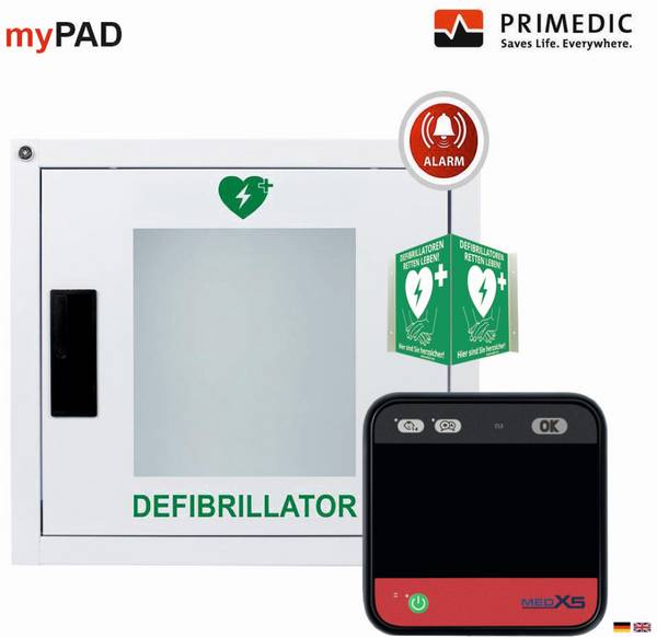 MEDX5 myPAD-A mit LCD-Farbbildschirm Defibrillator mobil Automatisk chockutgång Svart