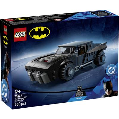 LEGO Batman Batmobile-set 76332, för ålder 9 och uppåt, innehåller 330 bitar. Funktioner inkluderar Batman-logga och bild av Batmobile på lådan.
