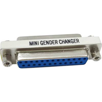 En DB25 'MINI KÖNVÄXLARE'-adapter med ett honkontakt, använd för att ansluta kablar med hankontakter inom datorteknik eller elektronik.