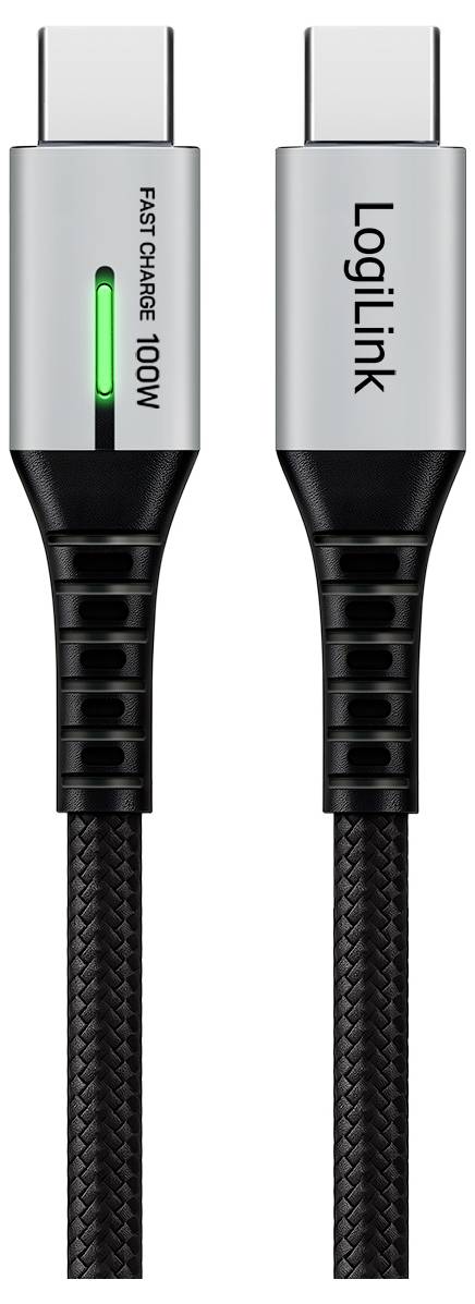 LogiLink USB-C Kabel USB 3.2 Gen2x2 USB-C®-kontakt 0.30 m Svart med LED, 4K UHD, Tillämplig kontakt på båda sidor CU0430-2