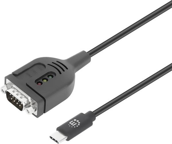 Manhattan Seriell Adapterkabel [1x USB-C® hane - 1x Seriell (9 polig)] 100 cm Svart