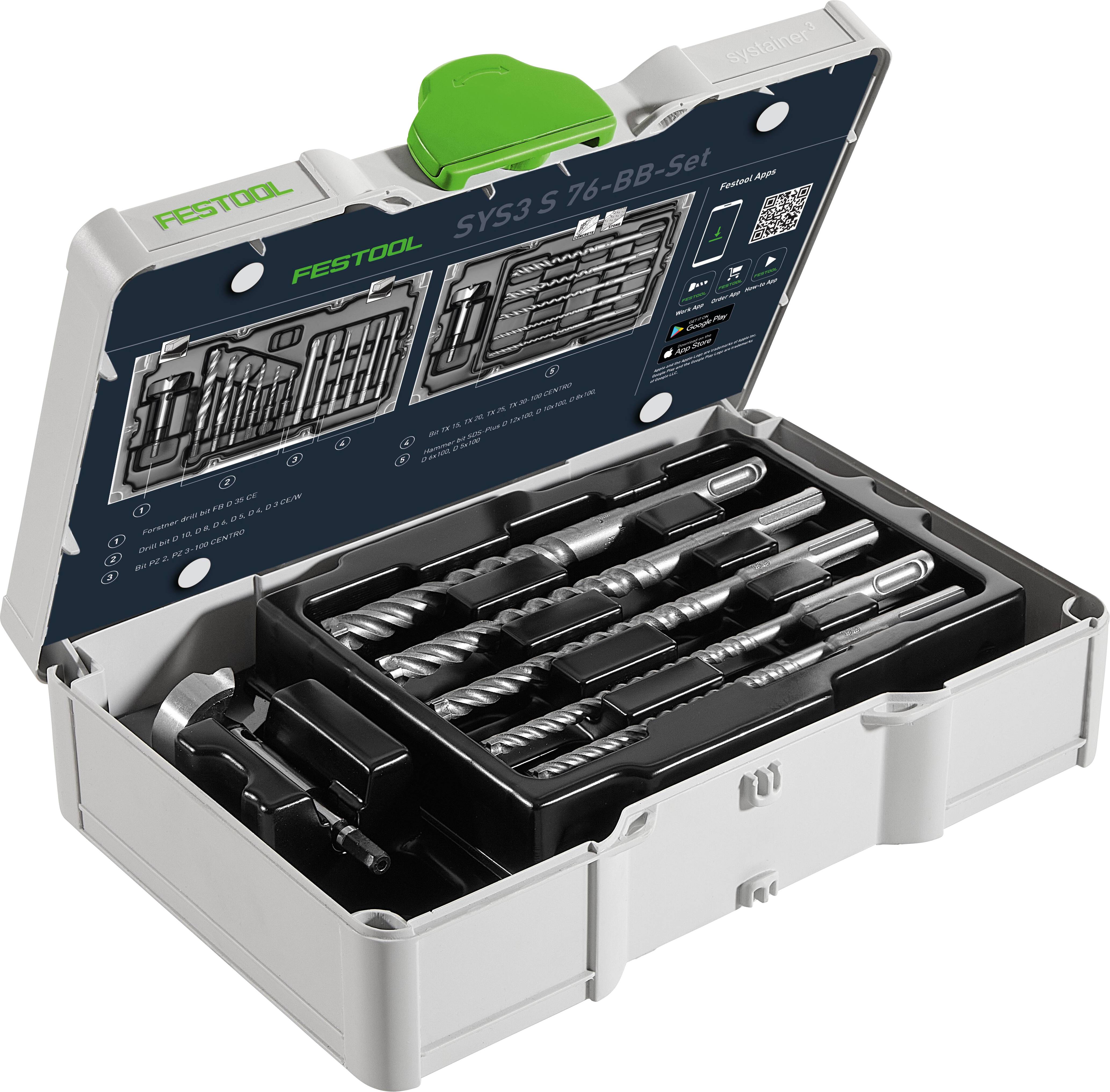 Festool 578119 SYS3 S 76-BB-Set Borr- & bitssats Betong med armering 35 mm-0