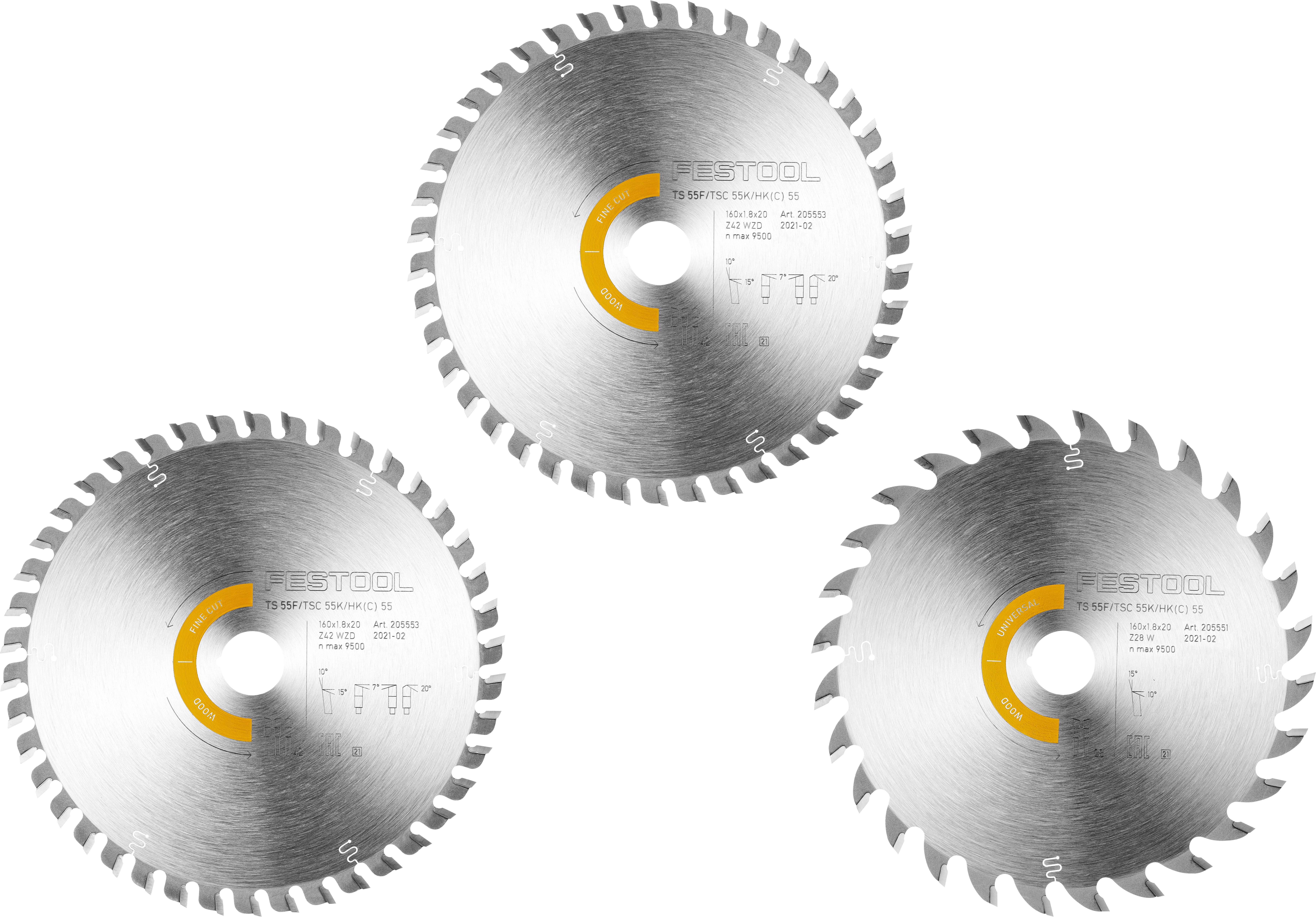 Festool KSB-SORT/3 W 160x1,8 578547 Set med cirkelsågblad 160 x 20 x 1.20 mm 1 st-0