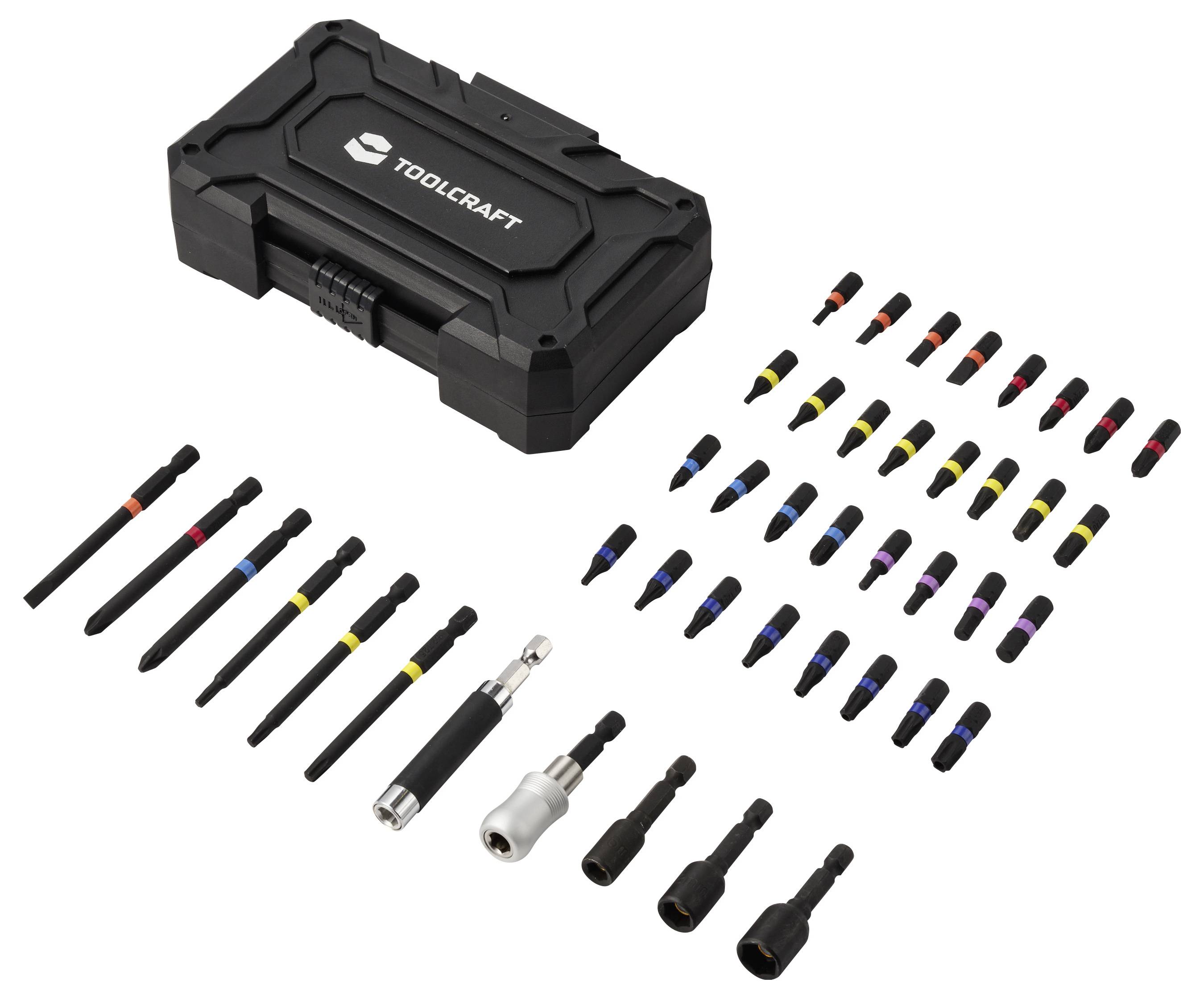 TOOLCRAFT TO-10911219 Bit-Set 43 delar Spår, Stjärnspår Phillips, Pozidriv, Ytter-sexkantig, T-Profil, T-Profil med lock-2