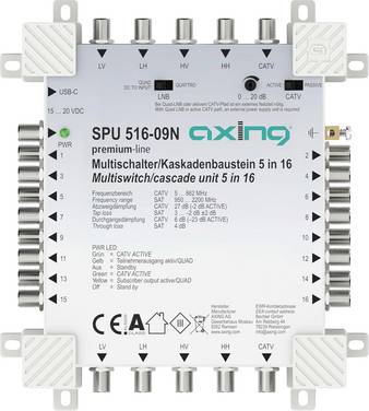 Axing SPU51609N SAT multiswitch Input (SAT): 5 (4 satellit / 1 markbunden) Abonnenter: 16