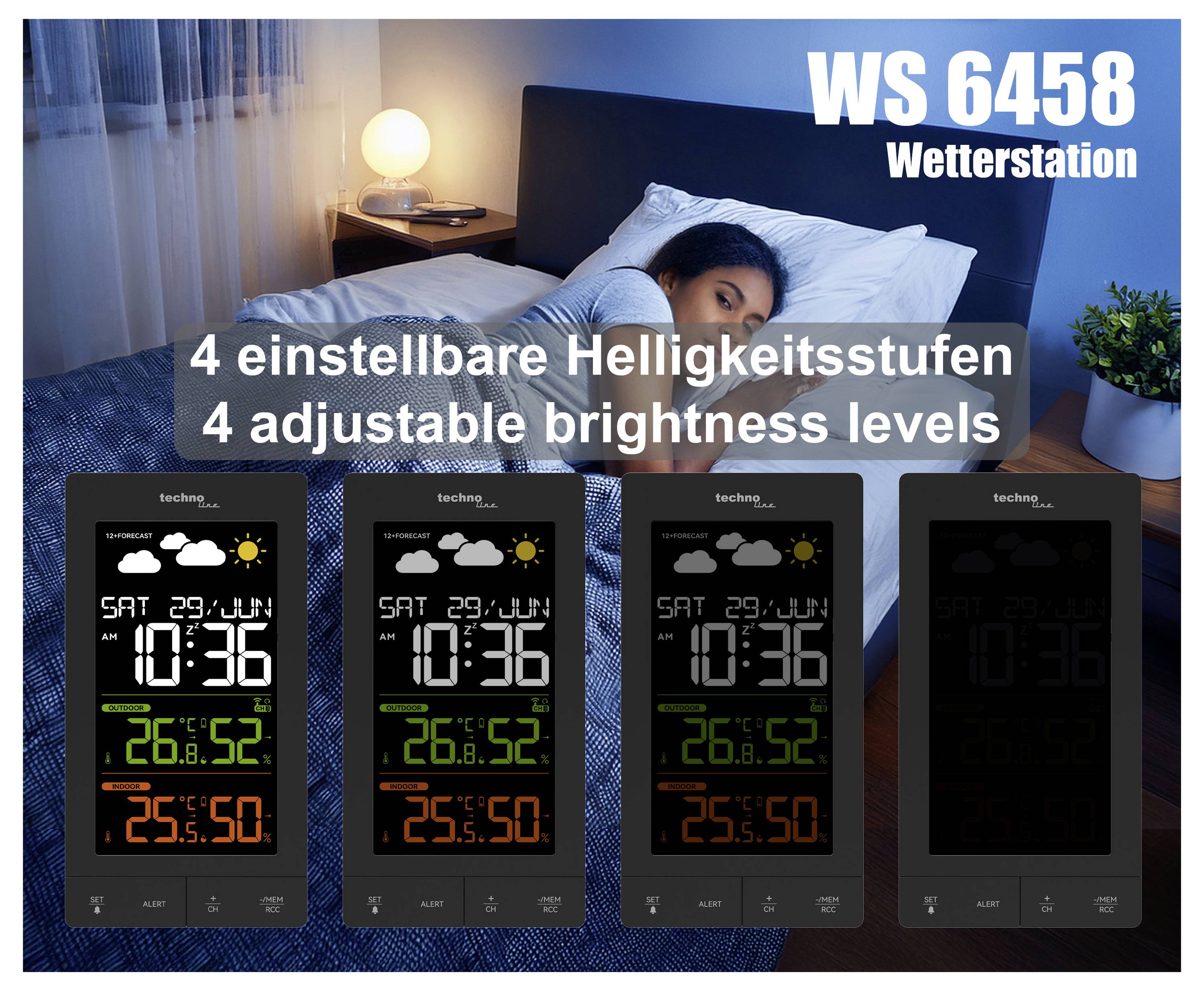 Techno Line WS6458 Trådlös digital väderstation Antal max. sensorer 3 st-3