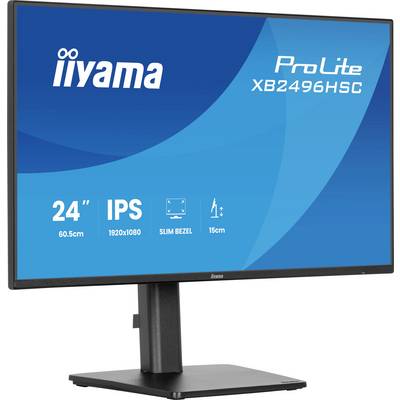 'Iiyama ProLite XB2496HSU-skärm med 24-tums IPS-display, 1920x1080-upplösning, smal kant och höjdjusterbar ställning.'