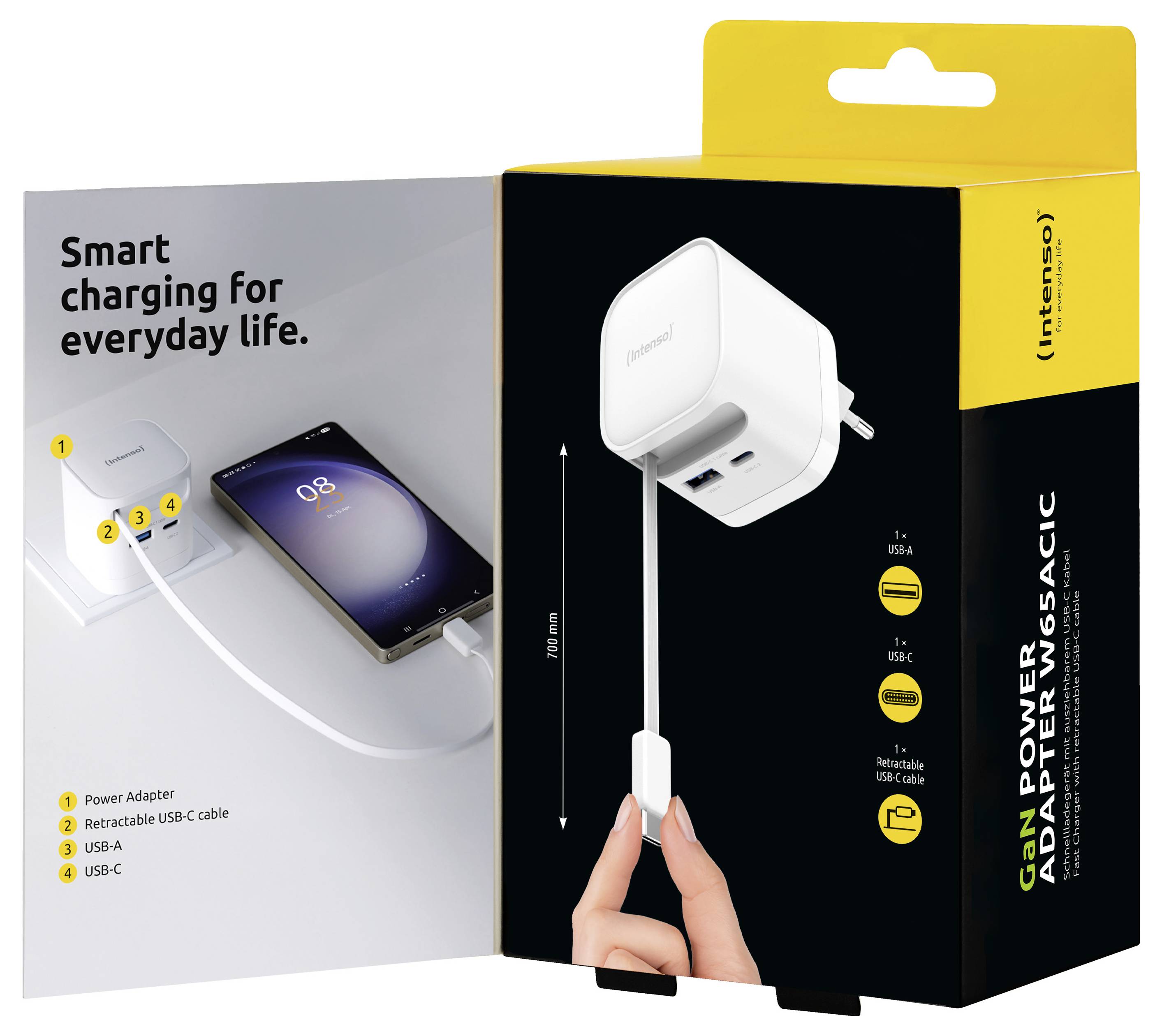 Intenso Intenso Power Adapter W65ACIC GaN white USB-laddare 65 W 1x USB-C® Vit Vägguttag-2