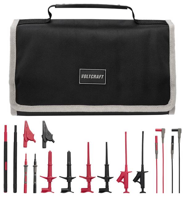 VOLTCRAFT MLSet-100 Mätledning-Set Stickkontakt 4 mm Krokodilklämmor, Prob, 4 mm hylsdon 1.2 m Röd, Svart 1 st