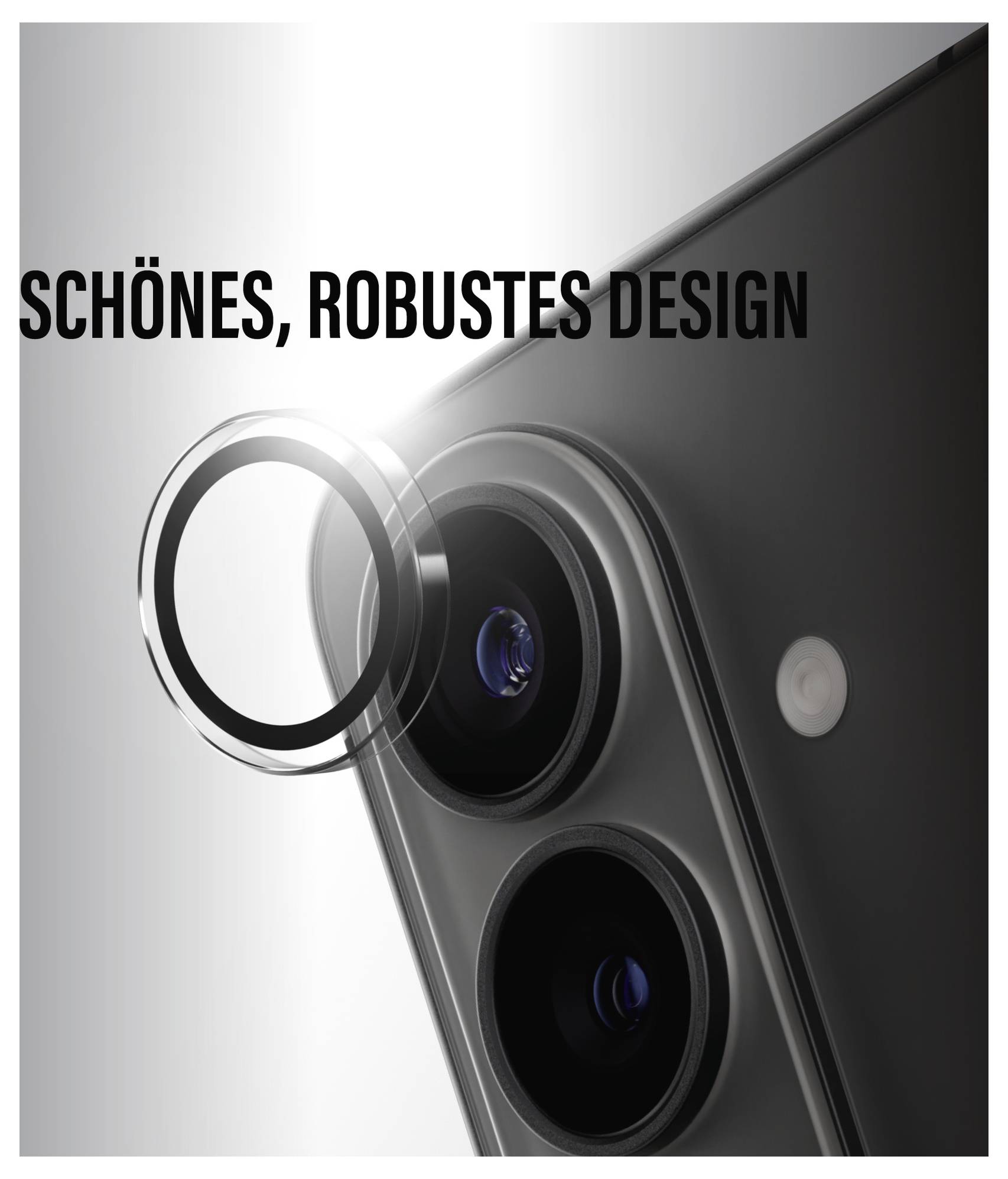 '4smarts Second Glass skärmskydd för Samsung Galaxy S26, transparent. Förpackningen visar en bild av telefonen, miljövänliga detaljer.'