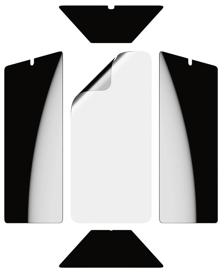 En hand applicerar en transparent skärmskydd på en smartphone, vilket illustrerar skydd mot repor och damm.